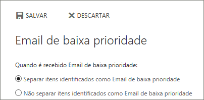 Opções de Email secundário