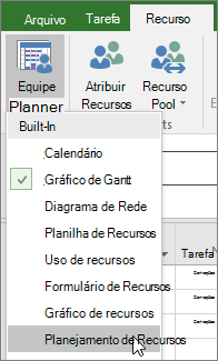 Alterar para o modo de exibição Planejamento de Recursos