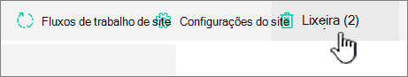 Botão Reciclar a página Conteúdo do Site do SharePoint Online