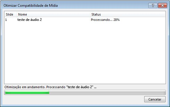 Diálogo de processamento de compatibilidade