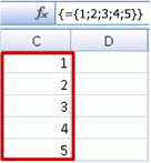 Constante de matriz vertical em uma fórmula de matriz