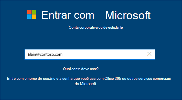 Tela de login com endereço de email