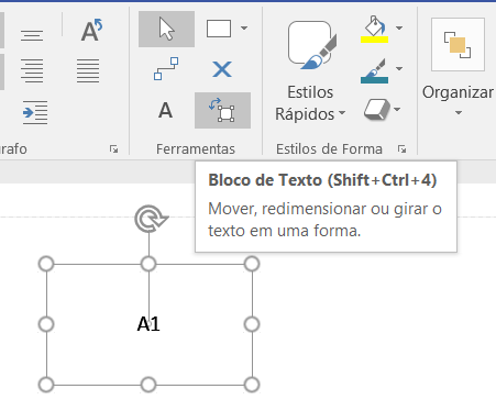 Bloco de Texto selecionado