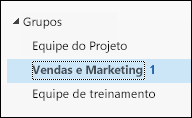 Grupos na Barra de navegação à esquerda