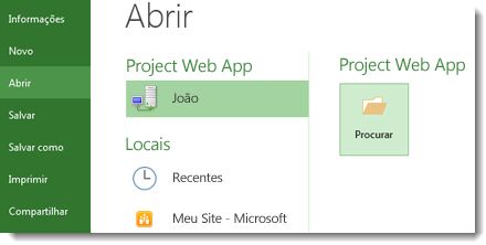 Botão Procurar para abrir um arquivo do Project Web App