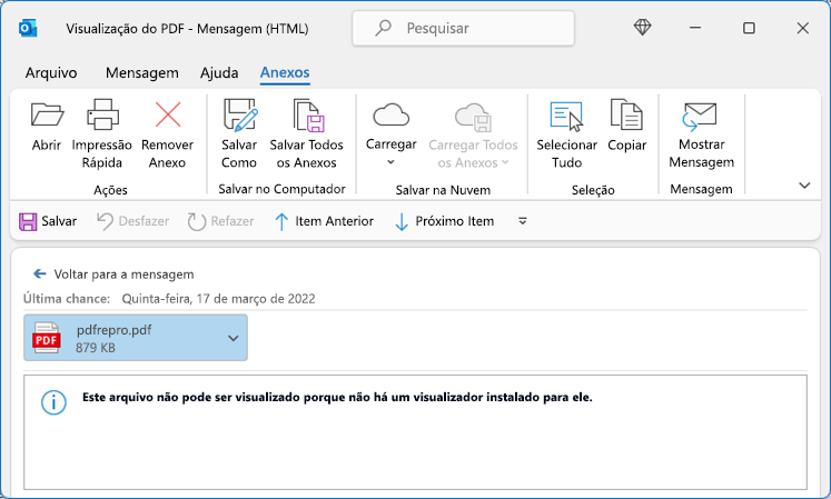 Erro no PDF ao tentar exibir do Outlook