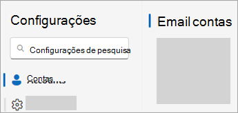 Captura de ecrã das Definições a mostrar Contas > Contas de E-mail