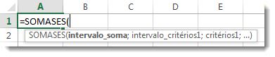 Usando o Preenchimento Automático da Fórmula para inserir a função SOMASES