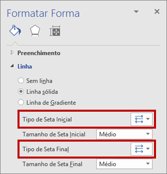 Configurações para inverter setas