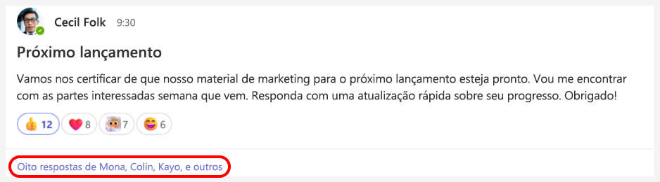 Uma caixa vermelha realça um link abaixo de uma postagem.