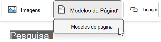 Modelos de Página encontrados no separador Inserir