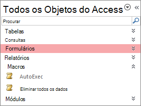 O Painel de Navegação do Access