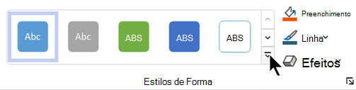 Opções de formatação de formas no separador Base no Visio para Microsoft 365.