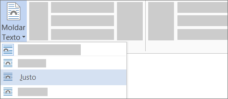 A opção de moldagem de texto Justo no friso