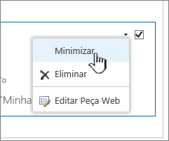 Clique na seta para baixo das definições e, em seguida, clique em Minimizar