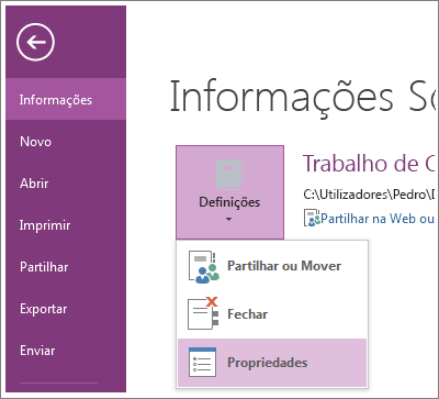 Pode atualizar para a versão mais recente do OneNote a partir do menu Ficheiro.