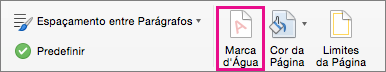 A opção Marca d'Água está realçada no separador Estrutura.