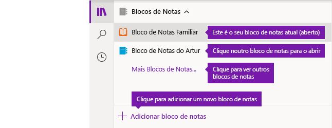 Lista de Blocos de Notas no OneNote para Windows 10