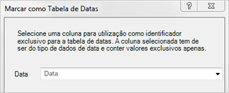 Caixa de diálogo Marcar Como Tabela de Data