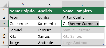 Concatenar dados com a Pré-visualização de Conclusão Automática