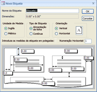 Página Nova Etiqueta do Assistente de Etiquetas