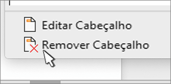 Botão remover cabeçalho