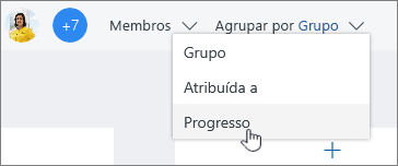 Clique em Agrupar por e selecione Progresso