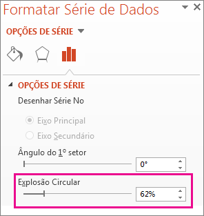 Segmentação de Dados Explosão Circular no painel Formatar Série de Dados