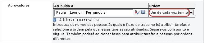 Formulário com definição para revisão em série de fase única realçada