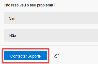 O botão Contactar o Suporte na aplicação Obter Ajuda.