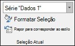 Selecionar uma opção Série em Opções de gráfico > Formatar > Seleção Atual