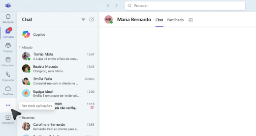 Captura de ecrã sobre como ver mais aplicações através do Copilot no Planner.