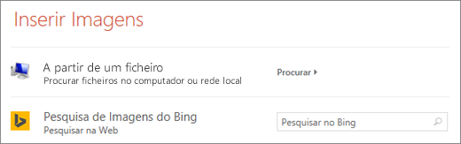 Mostra a caixa de diálogo Inserir Imagem no PowerPoint.