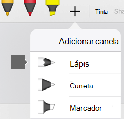 A galeria de canetas no Office para iPad e iPhone inclui uma textura de lápis