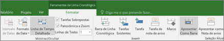 Separador Formatar da vista de Linha Cronológica