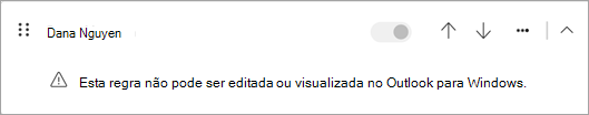 Alguns tipos de regras do lado do cliente que migraram do Outlook clássico não podem ser editados ou visualizados no novo Outlook.