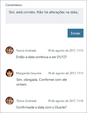 Adicionar um novo comentário a uma tarefa