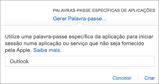 Introduza um nome para a sua palavra-passe de aplicação