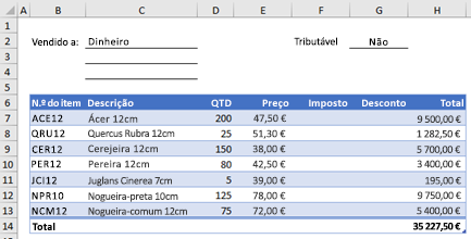 Formulário de ordem de exemplo sem uma função personalizada