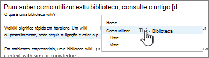 Inserir uma ligação num wiki