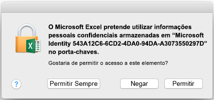 O pedido de porta-chaves no Office 2016 para Mac