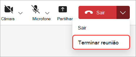 Selecione Terminar reunião para terminar a reunião para todos os participantes.