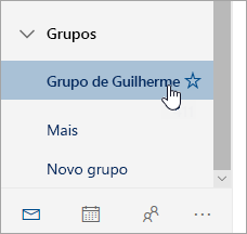 Uma captura de ecrã de um grupo no painel de navegação