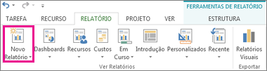 Botão Novo Relatório no separador Relatório