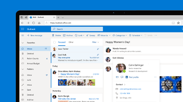 Captura de ecrã do ecrã inicial da aplicação Web do Outlook