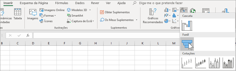 Inserir um gráfico de funil