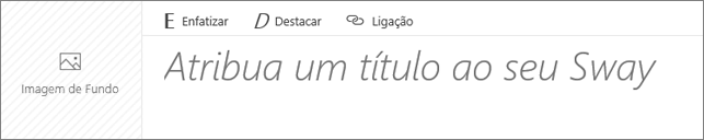 Captura de ecrã da caixa de introdução Atribua um Título ao seu Sway.