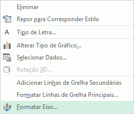 Menu de contexto Formatar Eixo