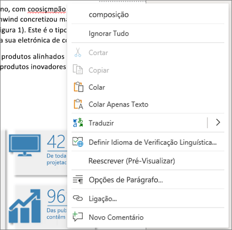 Verificar ortografia - menu