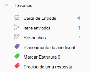 Categorias em Favoritos no novo Outlook para Windows